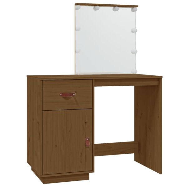 vidaXL Dressing Table Honey brown Solid pine wood Standard