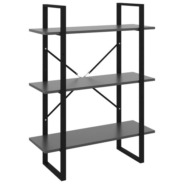 vidaXL Book Cabinet Grey Engineered wood and metal Medium Book Cabinet