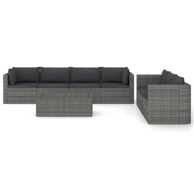 vidaXL 8 Piece Patio Lounge Set with Cushions Poly Rattan Gray