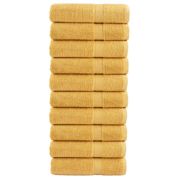 vidaXL Shower Towel Set of 10 Gold 100% cotton 27.6 x 55.1 in Durable