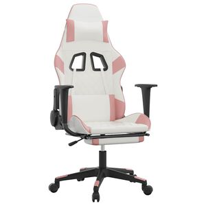 vidaXL Gaming Chair White and Pink Faux leather, metal, plywood, plastic