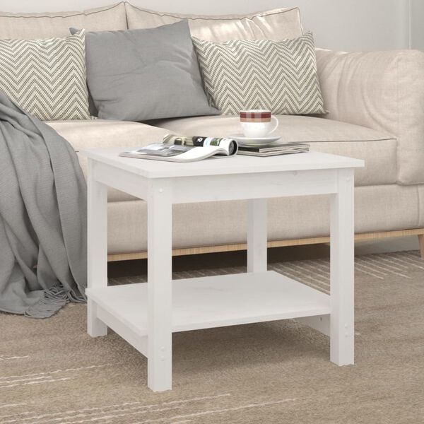 vidaXL Coffee Table White Solid Pine Wood Small Coffee Table Square