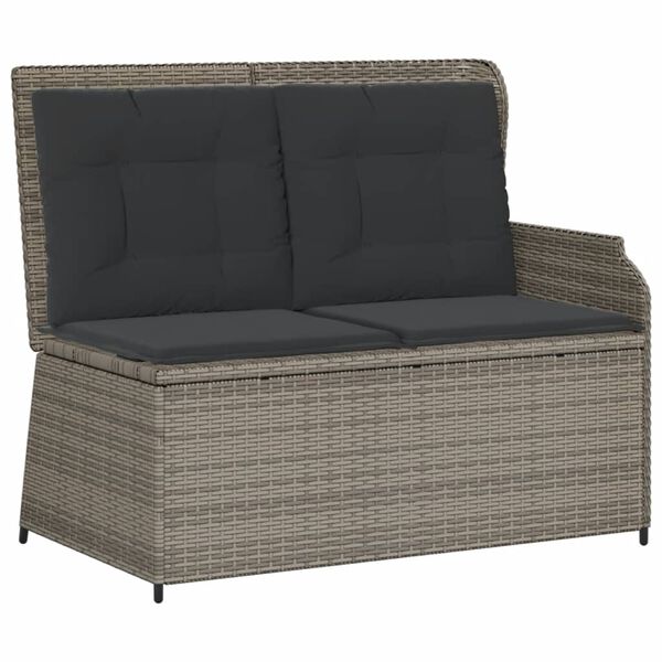 vidaXL Garden Lounge Set Grey PE Rattan Large Adjustable Armrests