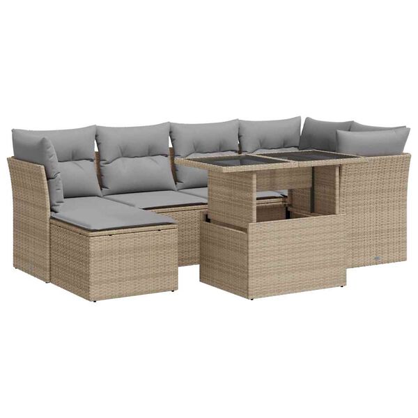 vidaXL Garden Sofa Set Beige, Light grey