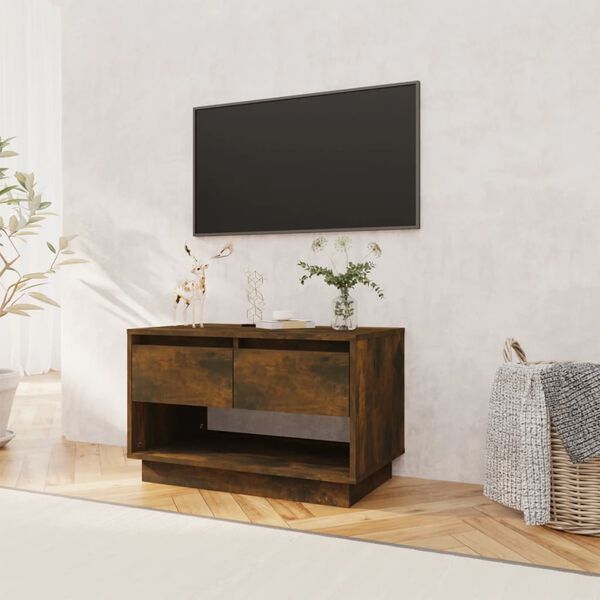 vidaXL TV Cabinet Smoked Oak Engineered Wood 27.6 x 16.1 x 17.3 in