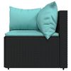 vidaXL Patio Lounge Set Black with water blue cushions