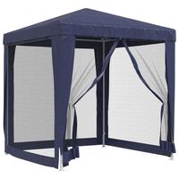 vidaXL Party Tent with 4 Mesh Sidewalls Blue 6.6'x6.6' HDPE