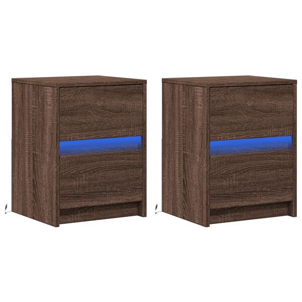 vidaXL Bedside Cabinet Set of 2 Brown Oak Engineered Wood