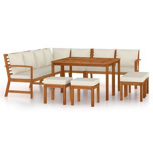 vidaXL Garden Dining Set Natural wood, cream