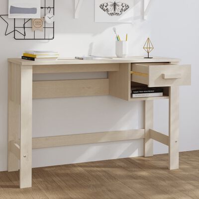 vidaXL Desk HAMAR Honey Brown 43.3"x15.7"x29.5" Solid Wood Pine