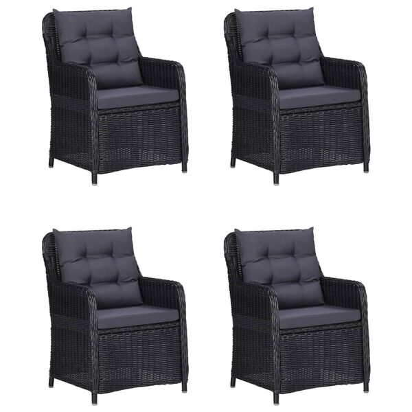 vidaXL Dining Set Black,Rattan,Dark Grey,Wood