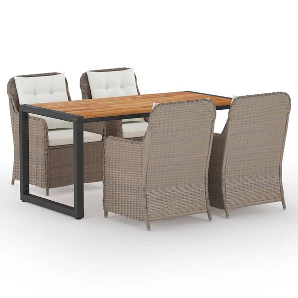 vidaXL 5 Piece Patio Dining Set Brown