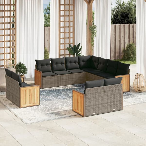 vidaXL Garden Sofa Set Grey, Dark Grey