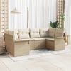 vidaXL Garden Sofa Set with Cushion 6 pcs Beige Poly Rattan