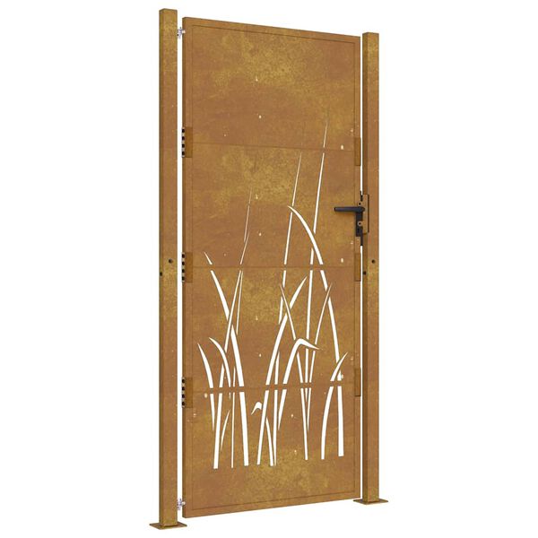 vidaXL Garden Gate 39.4x78.7" Corten Steel Grass Design