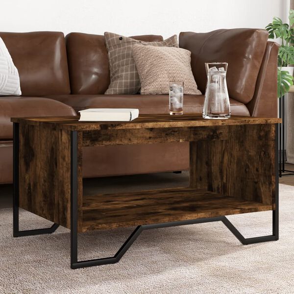 vidaXL Coffee Table Smoked Oak Engineered Wood Medium Coffee Table