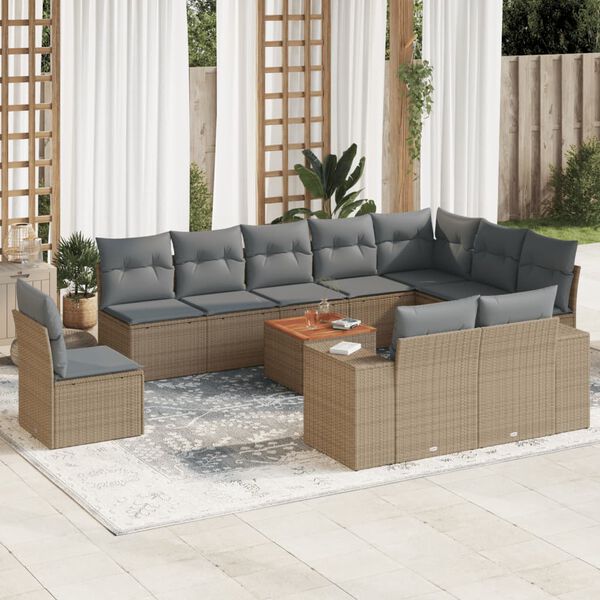 vidaXL Garden Sofa Set Beige, Light Grey