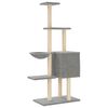 vidaXL Cat Tree Light grey Engineered wood, plush, sisal 57.1 in tall