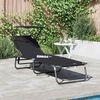 vidaXL Folding Sun Lounger Folding Black 56 x 190 x 81cm fabric