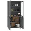 vidaXL Highboard Set of 2 Dark Grey Solid pine wood, MDF, glass