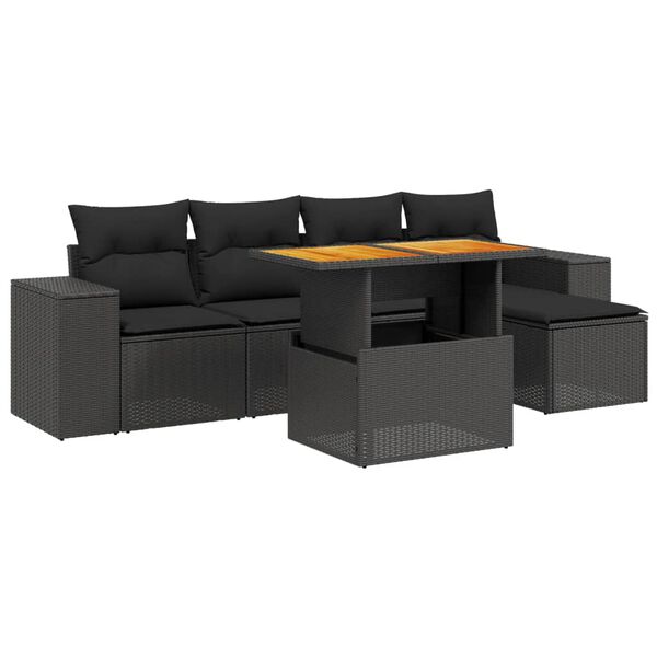 vidaXL Garden Sofa Set Black