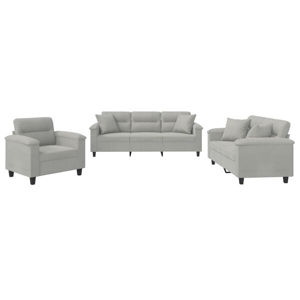 vidaXL Sofa Set Light gray Microfiber fabric, metal, textilene, plywood