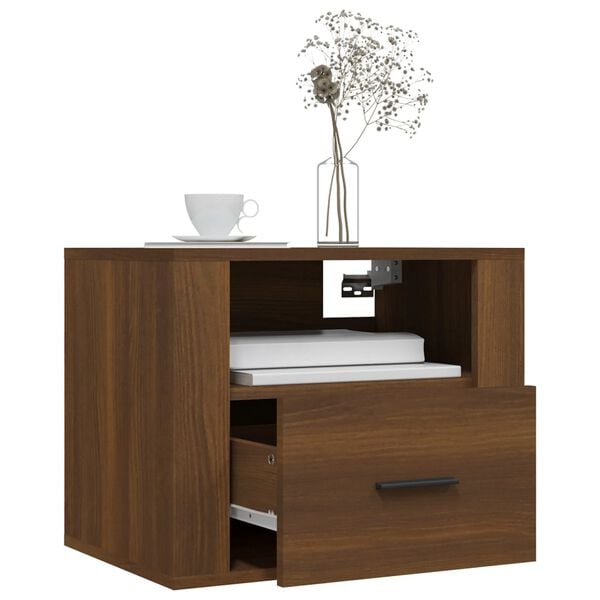 vidaXL Wall-mounted Bedside Cabinet Set of 2 Brown Oak Engineered Wood