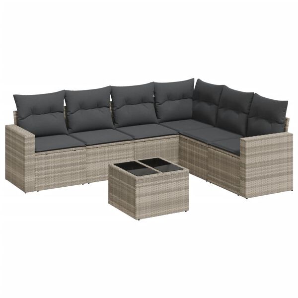 vidaXL Garden Sofa Set Light Grey PE Rattan Large Modular