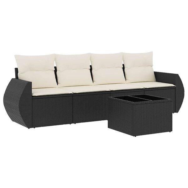vidaXL Garden Sofa Set Black, Cream White