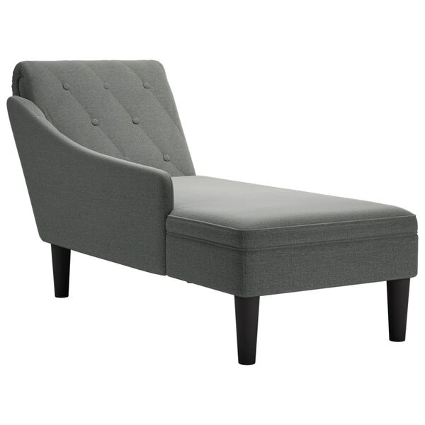 vidaXL Chaise Lounge Dark grey Fabric, plywood, plastic Medium Durable