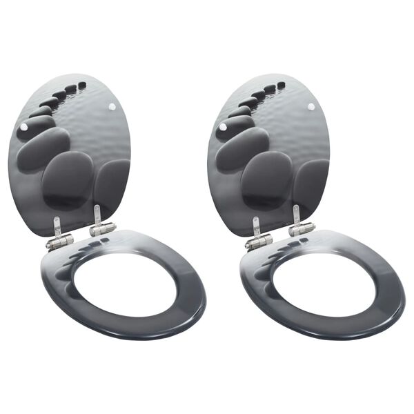 vidaXL WC Toilet Seats 2 pcs with Soft Close Lids MDF Stones Design (2x143928)
