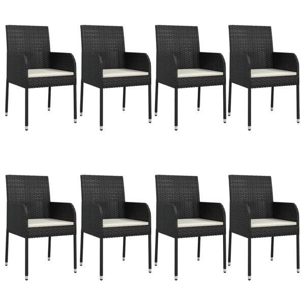 vidaXL Garden Dining Set Black and Cream White