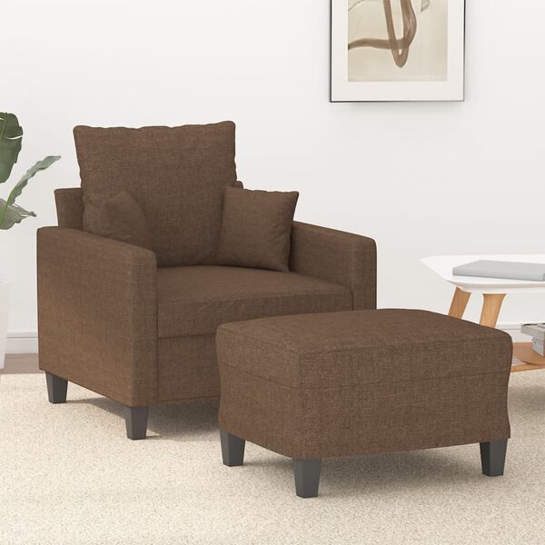 vidaXL Sofa Chair with Footstool Brown 23.6" Fabric