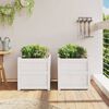 vidaXL Garden Planter Set of 2 White Solid pine wood Decorative Inlays