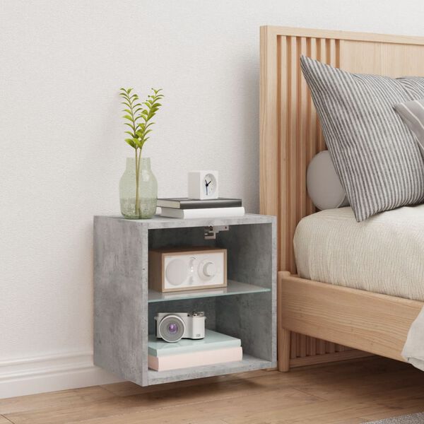 vidaXL Bedside Cabinet Concrete grey Engineered wood, glass Medium