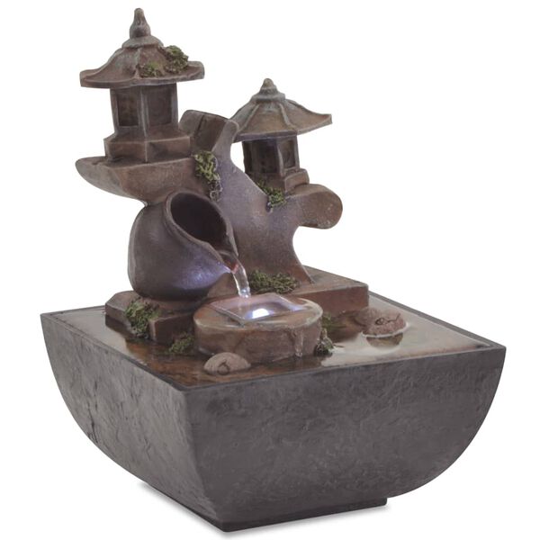 vidaXL Indoor Fountain Gray and Brown Polyresin and Plastic Compact