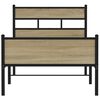 vidaXL Bed Frame Sonoma Oak Steel, Engineered Wood Twin Bed Frame
