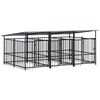 vidaXL Dog Kennel Black Powder-Coated Steel 60.8 sq ft floor area