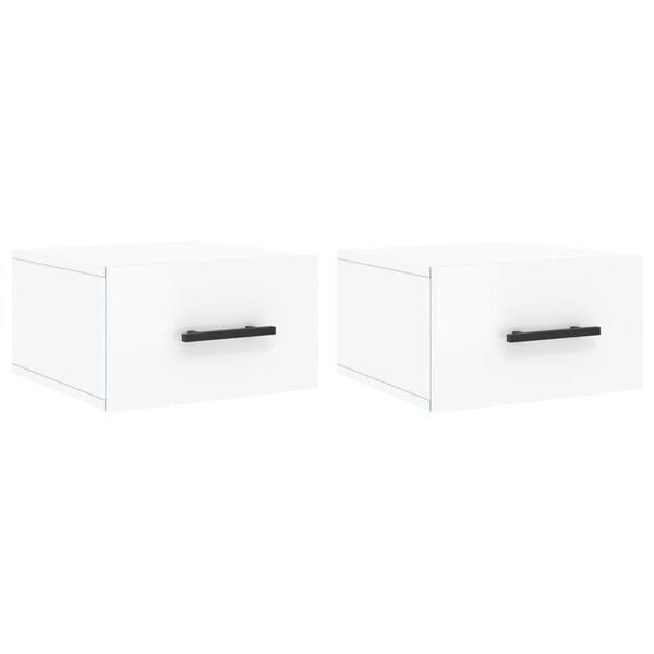 vidaXL Wall-mounted Bedside Cabinet Set of 2 High gloss white