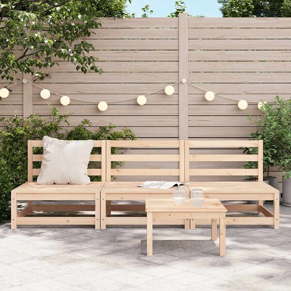 vidaXL Garden Sofa Natural Pine Solid Pine Wood Medium Modular