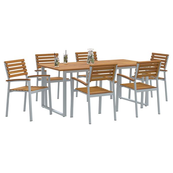 vidaXL Garden Dining Set 7 pcs Grey Solid Acacia Wood