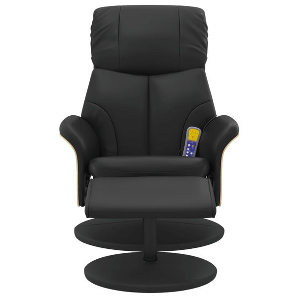vidaXL Massage Recliner Chair Black Faux leather, plywood, metal Medium