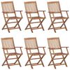 vidaXL Outdoor Chair Set of 6 Natural wood Solid acacia wood Medium