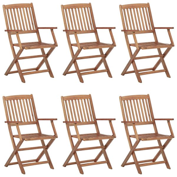vidaXL Outdoor Chair Set of 6 Natural wood Solid acacia wood Medium