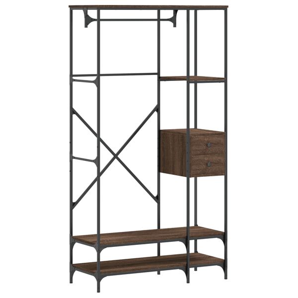 vidaXL Clothes Rack Brown Oak Engineered Wood, Metal Compact