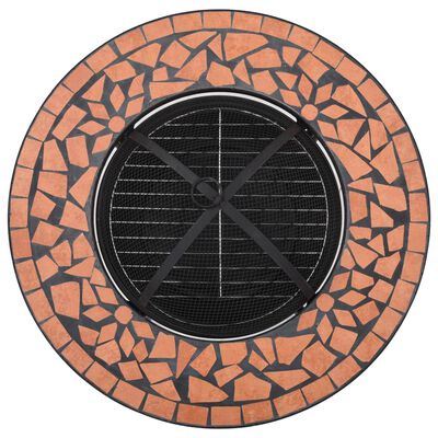 vidaXL Mosaic Fire Pit Table Terracotta 26.8" Ceramic