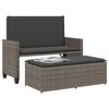 vidaXL Garden Bench Grey PE rattan 2-seater Convertible