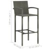 vidaXL Garden Bar Set Grey PE rattan, Powder-Coated Steel Medium
