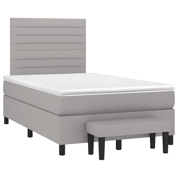 vidaXL Box Spring Bed with Mattress Light Grey