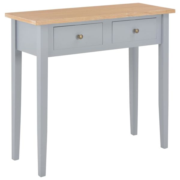 vidaXL Dressing Table Grey and Brown MDF & Pinewood Compact